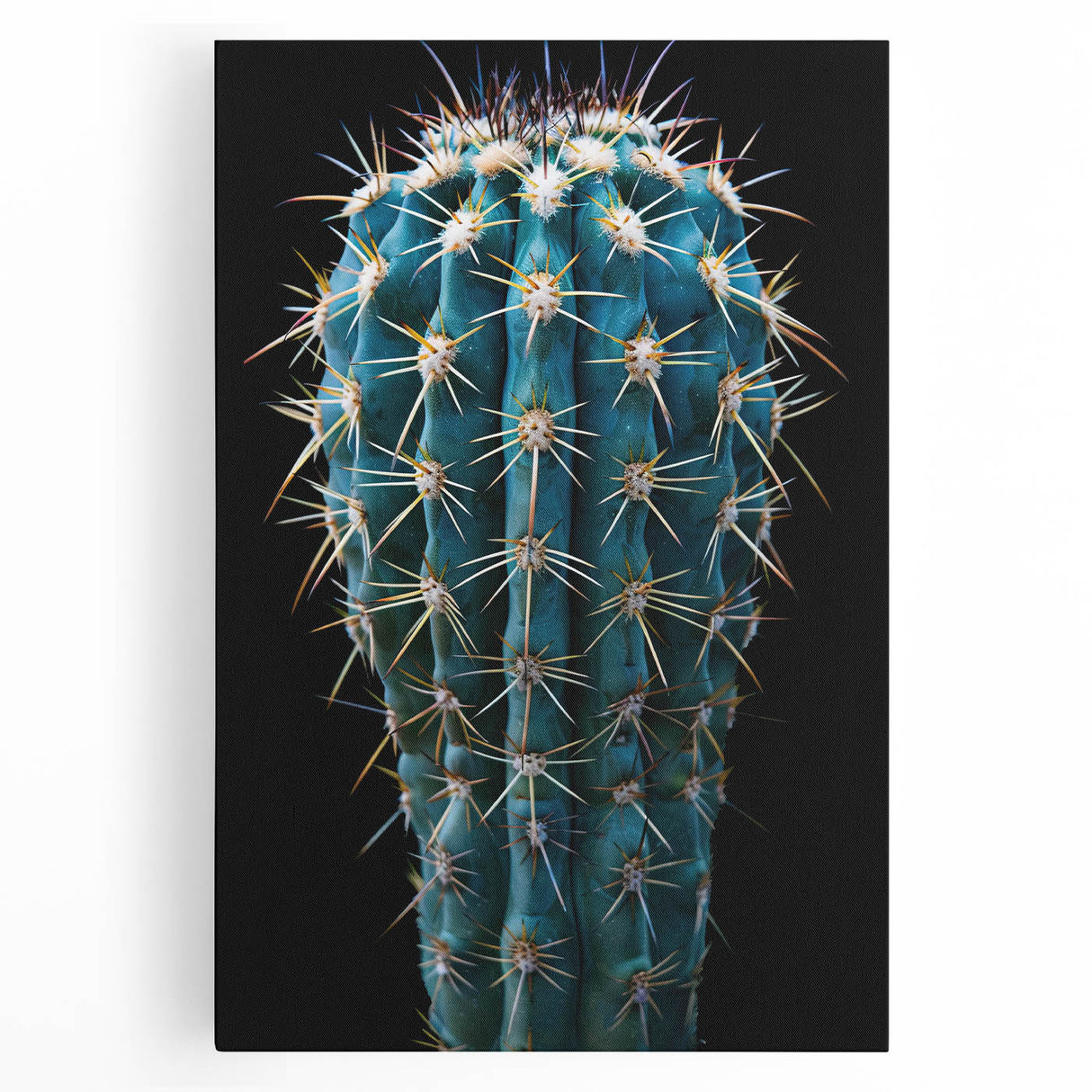 Botanical cactus wall art on stretched canvas, showcasing vibrant green hues and intricate plant details, perfect for modern home decor and nature enthusiasts.