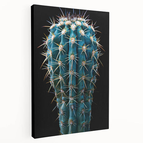 Stretched canvas displaying a vibrant botanical cactus design, featuring intricate details and lush colors, perfect for enhancing home decor and adding a natural touch.