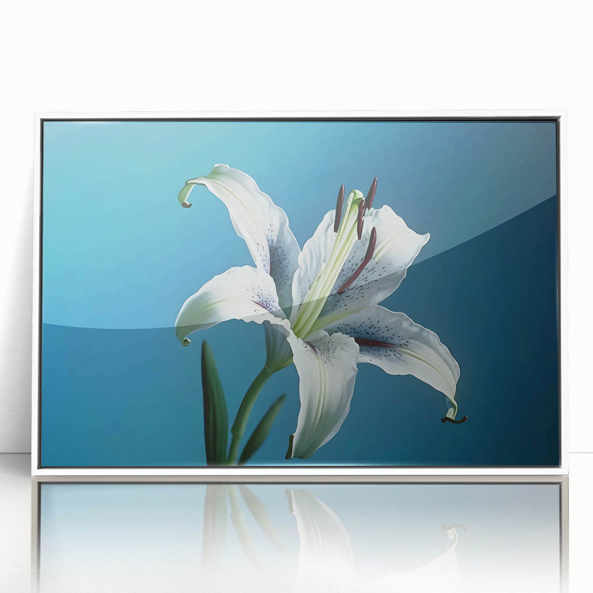 Framed wall art featuring a botanical daffodil design in vibrant yellow and green hues, set against a white background, perfect for enhancing contemporary home decor.