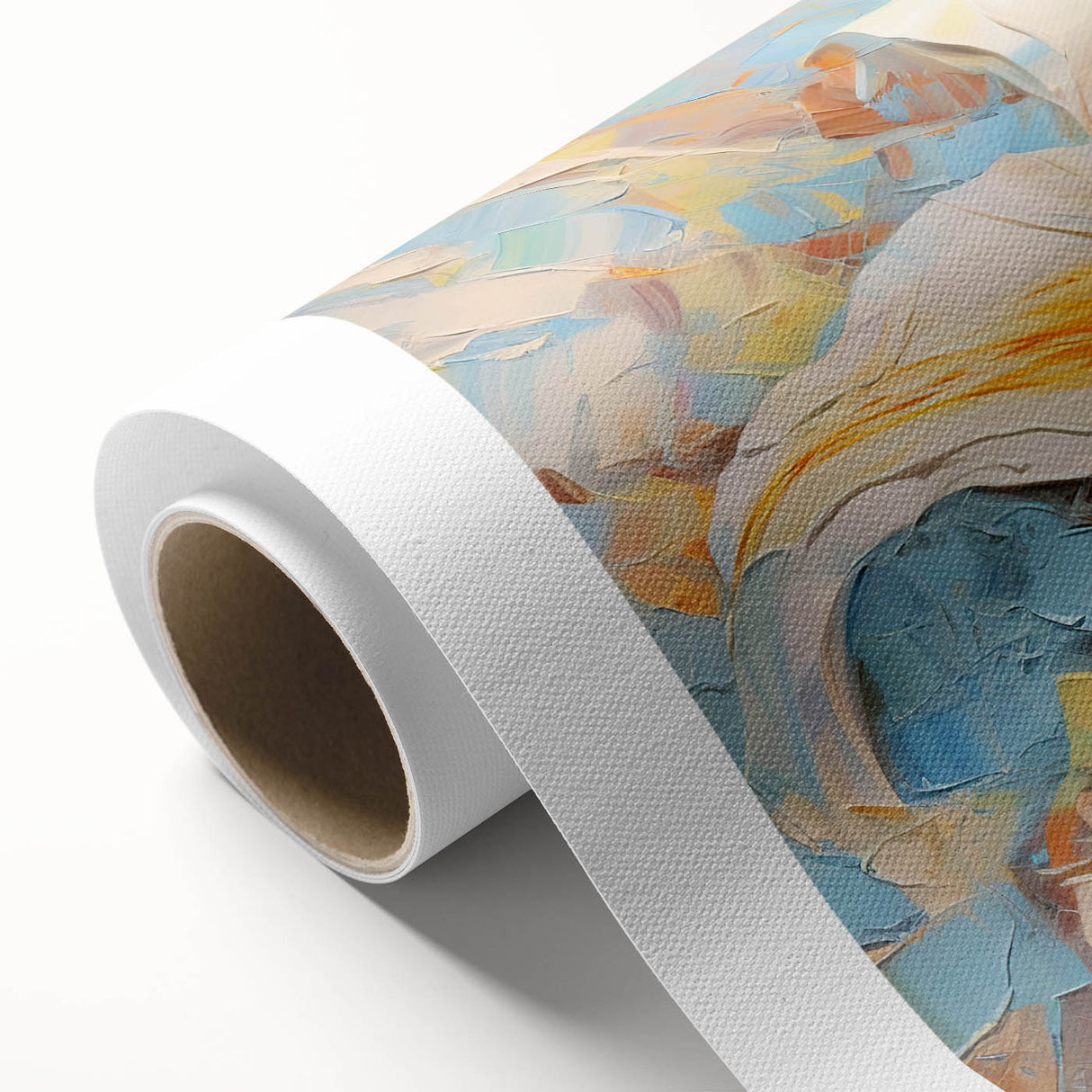 Vibrant rolled canvas featuring a botanical lily design, showcasing intricate floral details in soft pastel colors, perfect for home decor and nature enthusiasts.