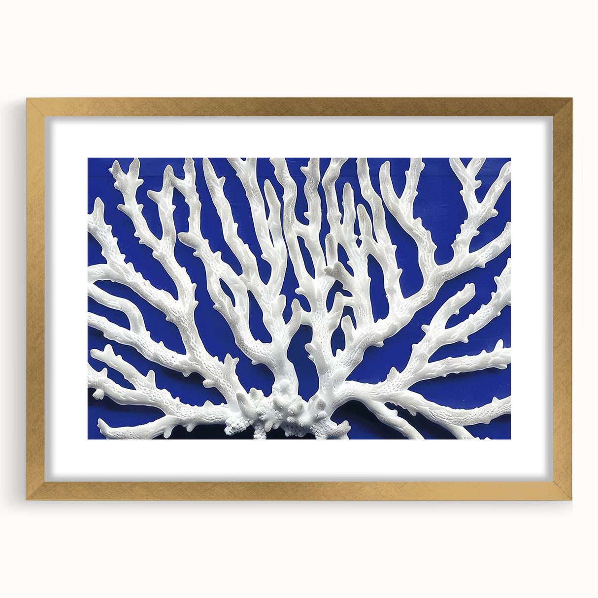 Elegant botanical wall art featuring a marine plants design in gold frame with matting, perfect for enhancing home decor with a touch of nature-inspired elegance.