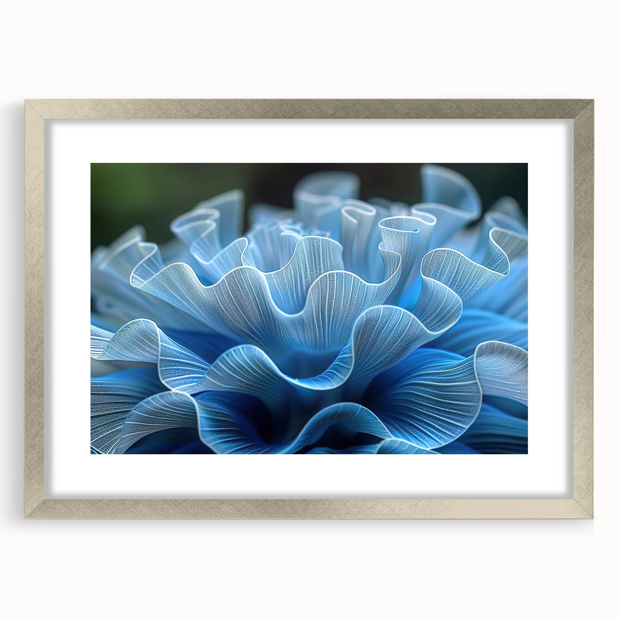 Framed botanical wall art collection featuring intricate marine plant designs in vibrant colors, showcased in a sleek silver frame with a mat. Perfect for enhancing coastal decor.