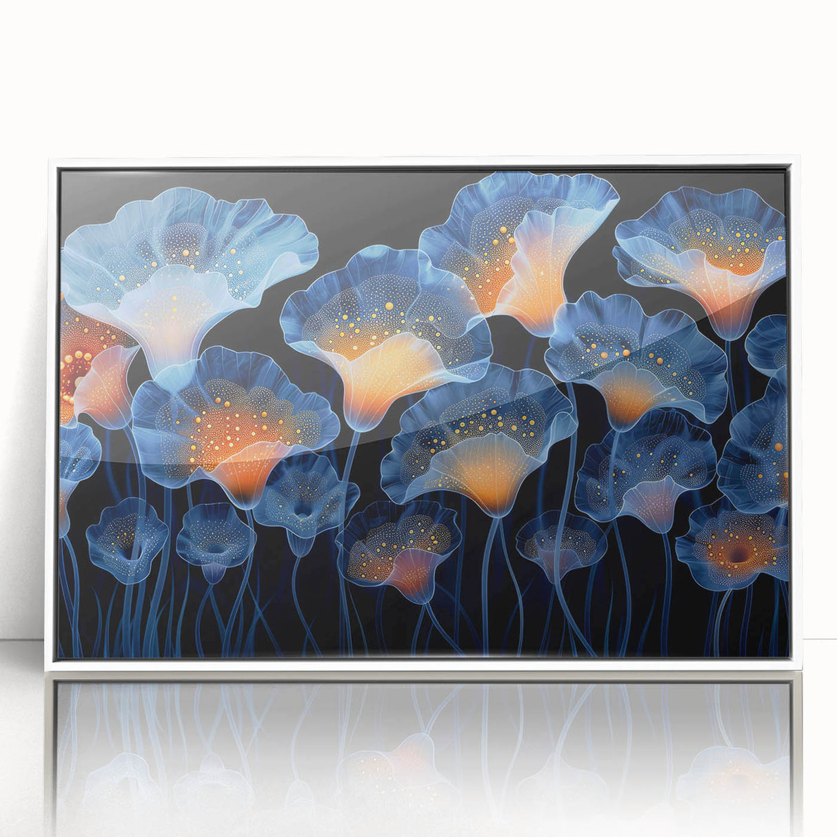 Framed wall art featuring a botanical marine plants design, showcasing vibrant colors and intricate details, perfect for adding a touch of nature to home decor.