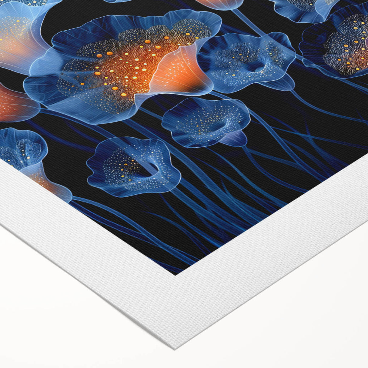 Botanical wall art design showcasing vibrant marine plants in a rolled canvas format, perfect for home decor, elegantly packaged for safe delivery.