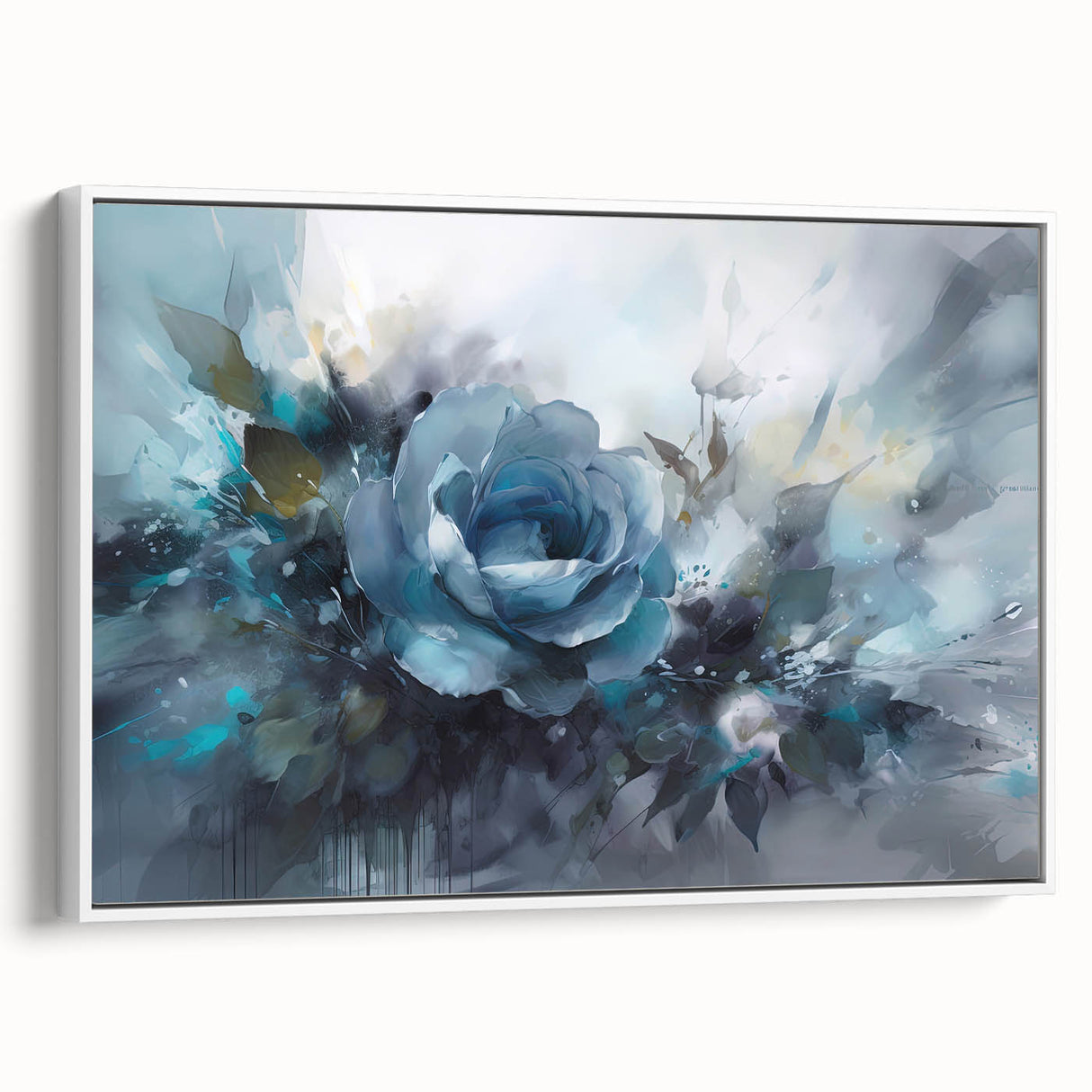 Framed botanical wall art featuring a delicate rose design on canvas, displayed against a white background, showcasing intricate floral details and elegant presentation.