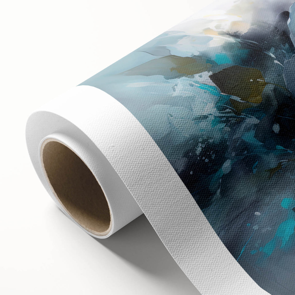 Rolled canvas showcasing a botanical rose design with vibrant pink and green hues, ideal for home decor and art enthusiasts, presented in protective packaging.