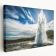 Stretched canvas artwork showcasing a vibrant geyser landscape design, featuring bold colors and intricate details, perfect for enhancing modern home decor.