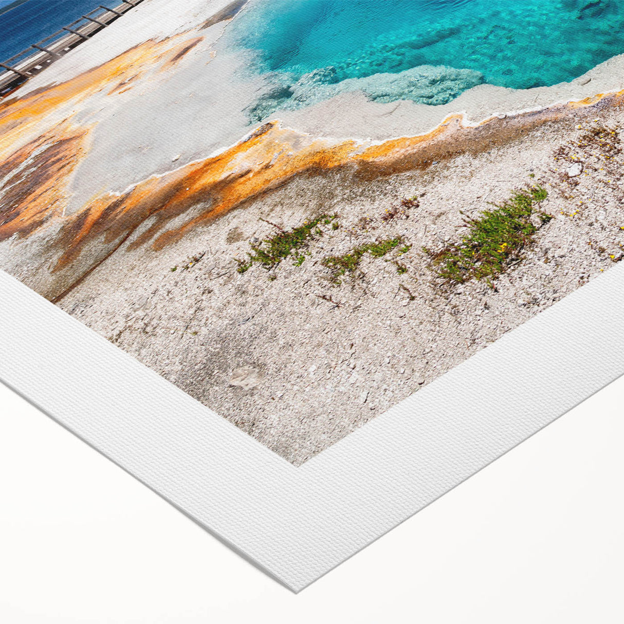 Vibrant rolled canvas art showcasing a stunning geyser landscape design, highlighting rich colors and intricate details, perfect for home decor enhancement.