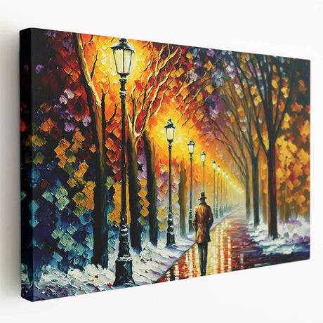 Stretched canvas artwork showcasing a scenic landscape road design, featuring vibrant colors and detailed textures, perfect for home decor enhancement.