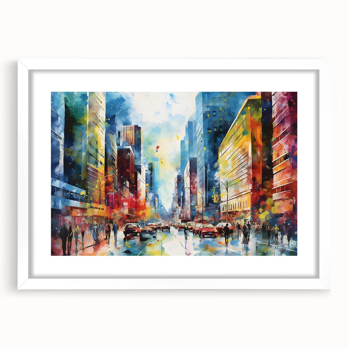 Framed wall art showcasing a serene landscape road design with vibrant colors, set in a white mat and frame, perfect for home decor enhancement.