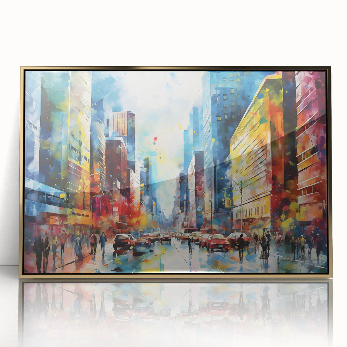 Framed acrylic wall art featuring a stunning landscape design with winding roads, golden accents, and a modern aesthetic, ideal for enhancing contemporary home decor.