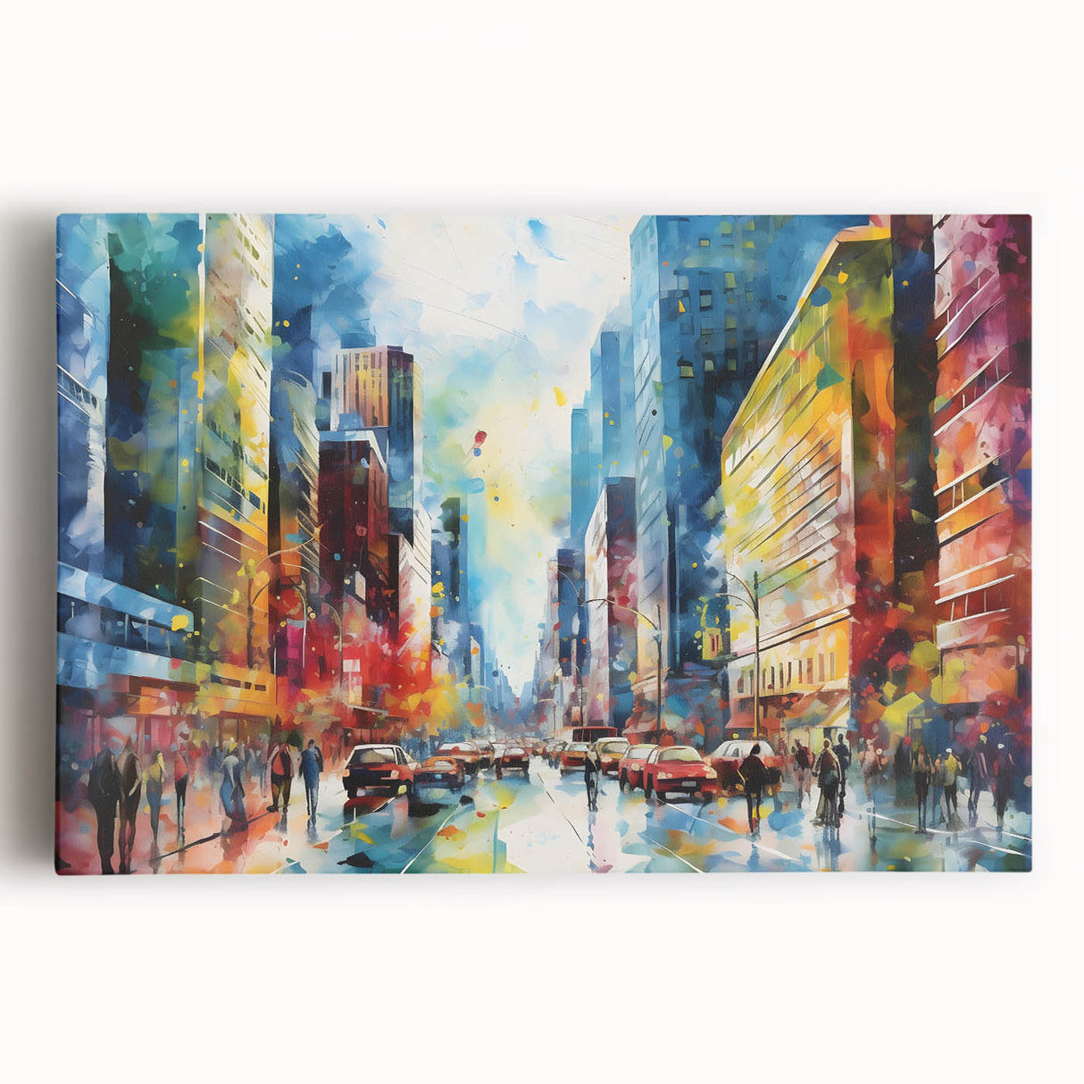 Stretched canvas artwork showcasing a vibrant landscape road design, featuring lush greenery and a clear blue sky, perfect for enhancing home decor.