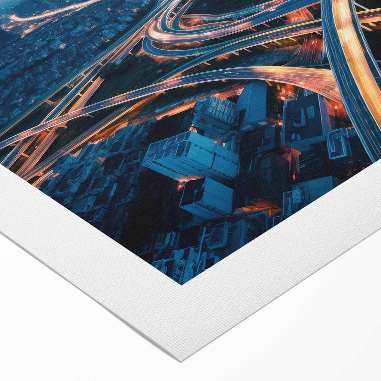 Rolled canvas artwork showcasing a serene landscape with winding roads and lush greenery, designed for wall decoration, presented in a durable protective tube.