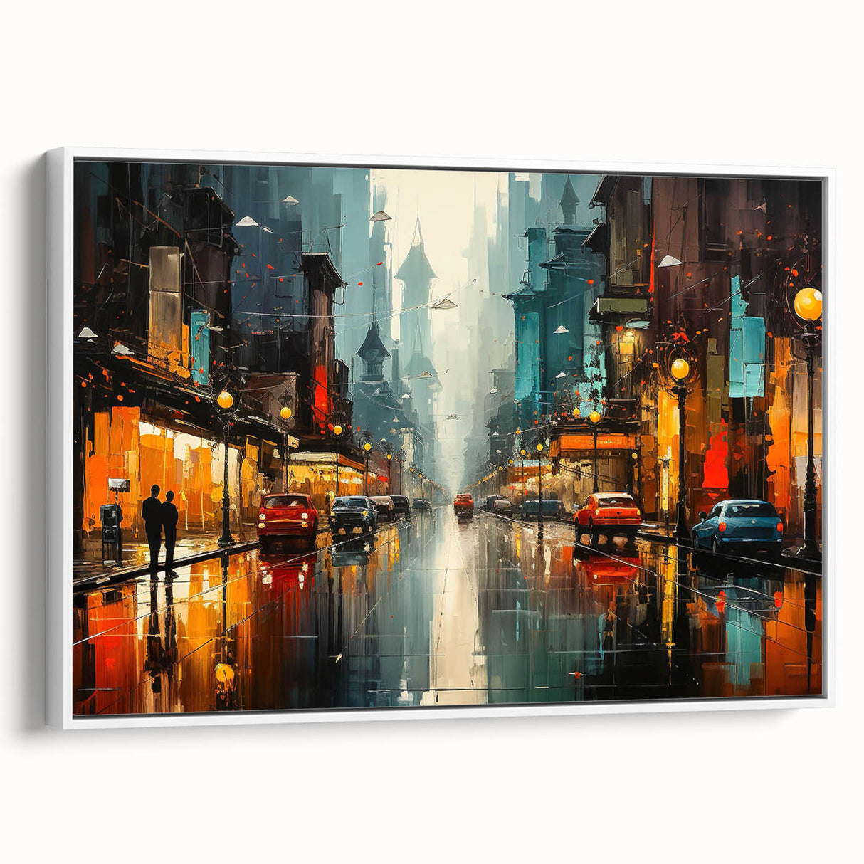 Framed canvas wall art featuring a serene landscape with winding roads, showcasing vibrant colors and detailed textures, perfect for modern home decor.