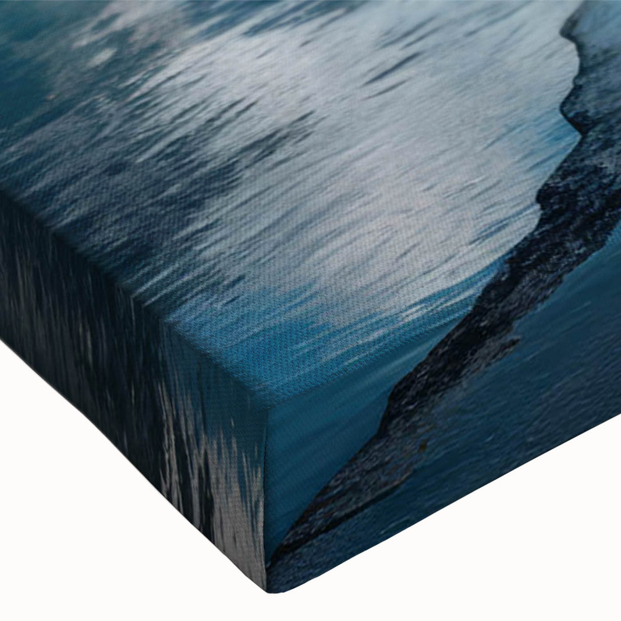 Close-up of a stretched canvas showcasing a vibrant landscape road design, featuring rich colors and intricate details, perfect for enhancing home decor.