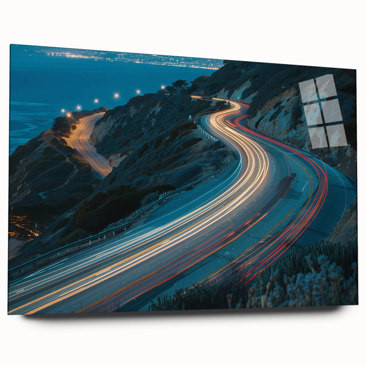 Vibrant abstract acrylic wall art featuring a dynamic landscape with swirling colors and fluid patterns, perfect for modern home decor. Ideal for enhancing living spaces.