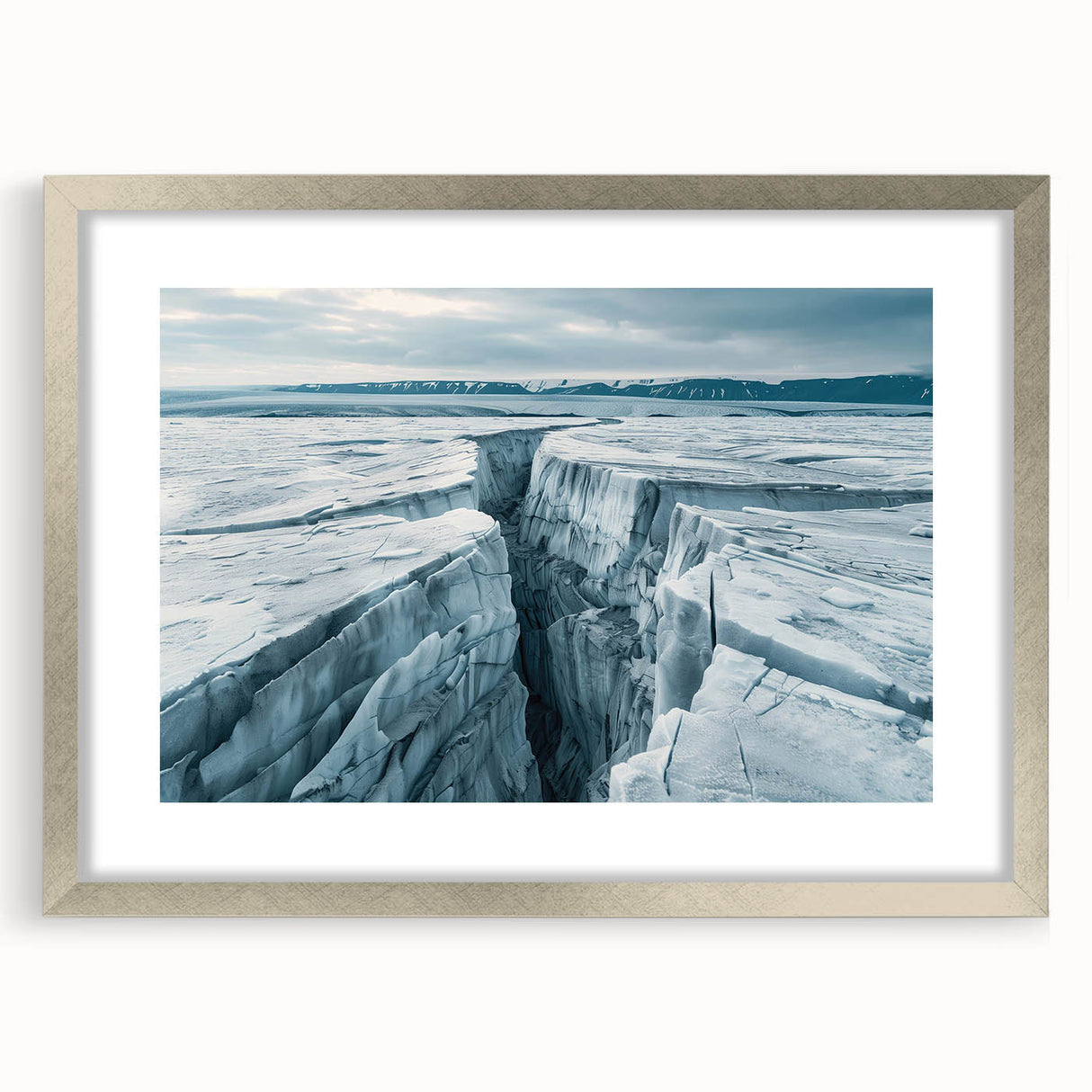 Framed landscape wall art featuring a serene road scene, accented with a silver mat and frame, perfect for home decor to enhance any living space.