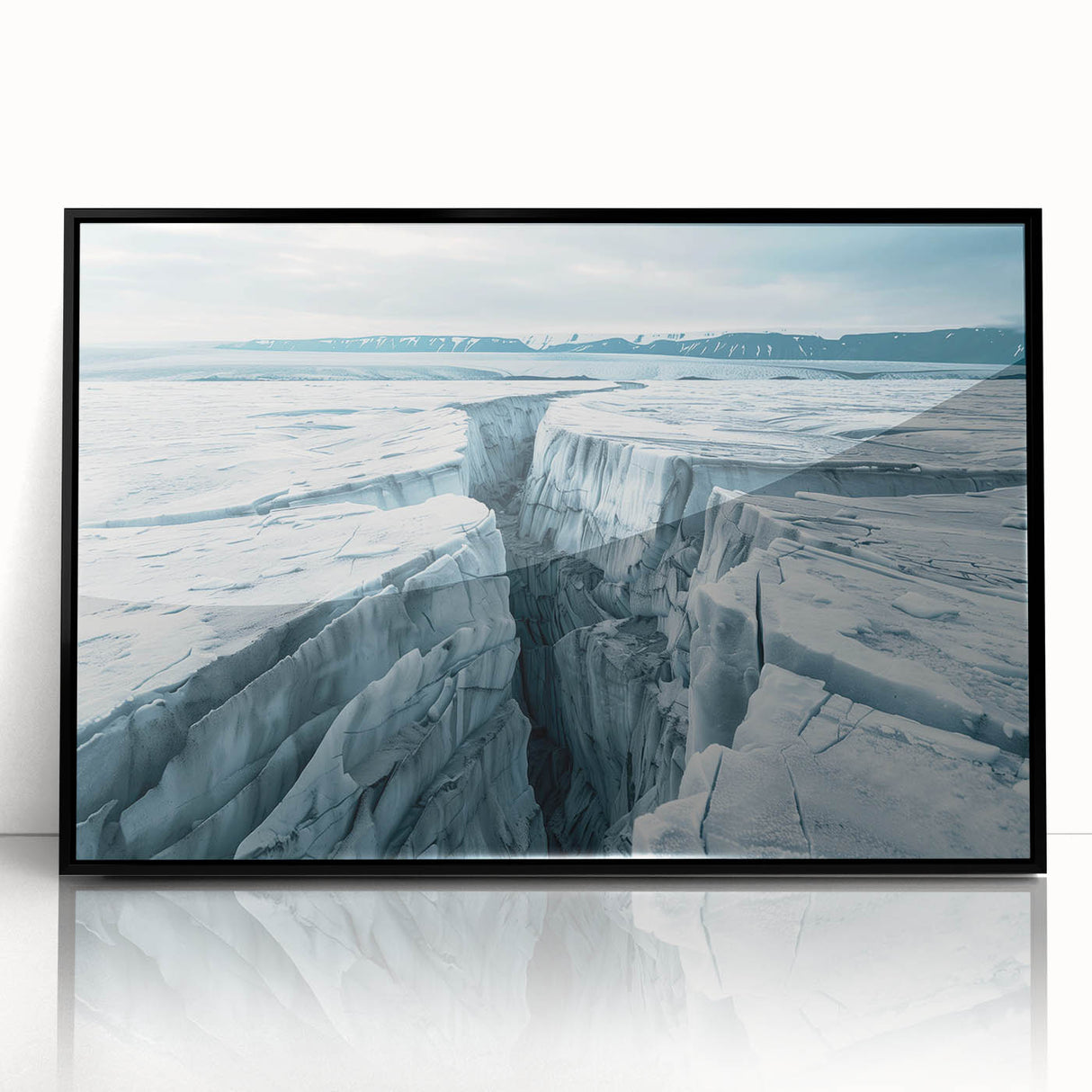 Framed acrylic wall art showcasing a captivating landscape design featuring winding roads and vibrant green hills, presented in a sleek black frame for modern decor.