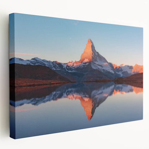 Stretched canvas wall art featuring a vibrant landscape design with colorful rocks and serene natural elements, displayed from a side view to highlight its depth and texture. Ideal for home decor enthusiasts seeking unique, nature-inspired artwork.