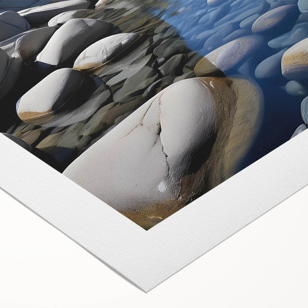 Rolled canvas showcasing a vibrant landscape design with textured rocks and earthy tones, ideal for home decor, enhancing interior aesthetics with natural beauty.