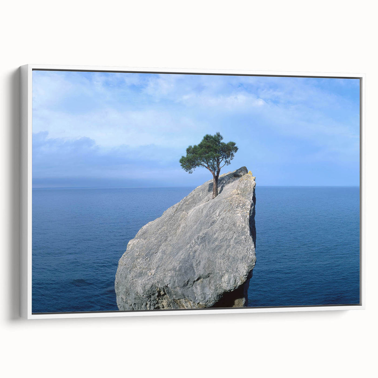 Framed canvas wall art showcasing a stunning landscape design with rocky formations and a serene color palette, perfect for home decor enhancement.