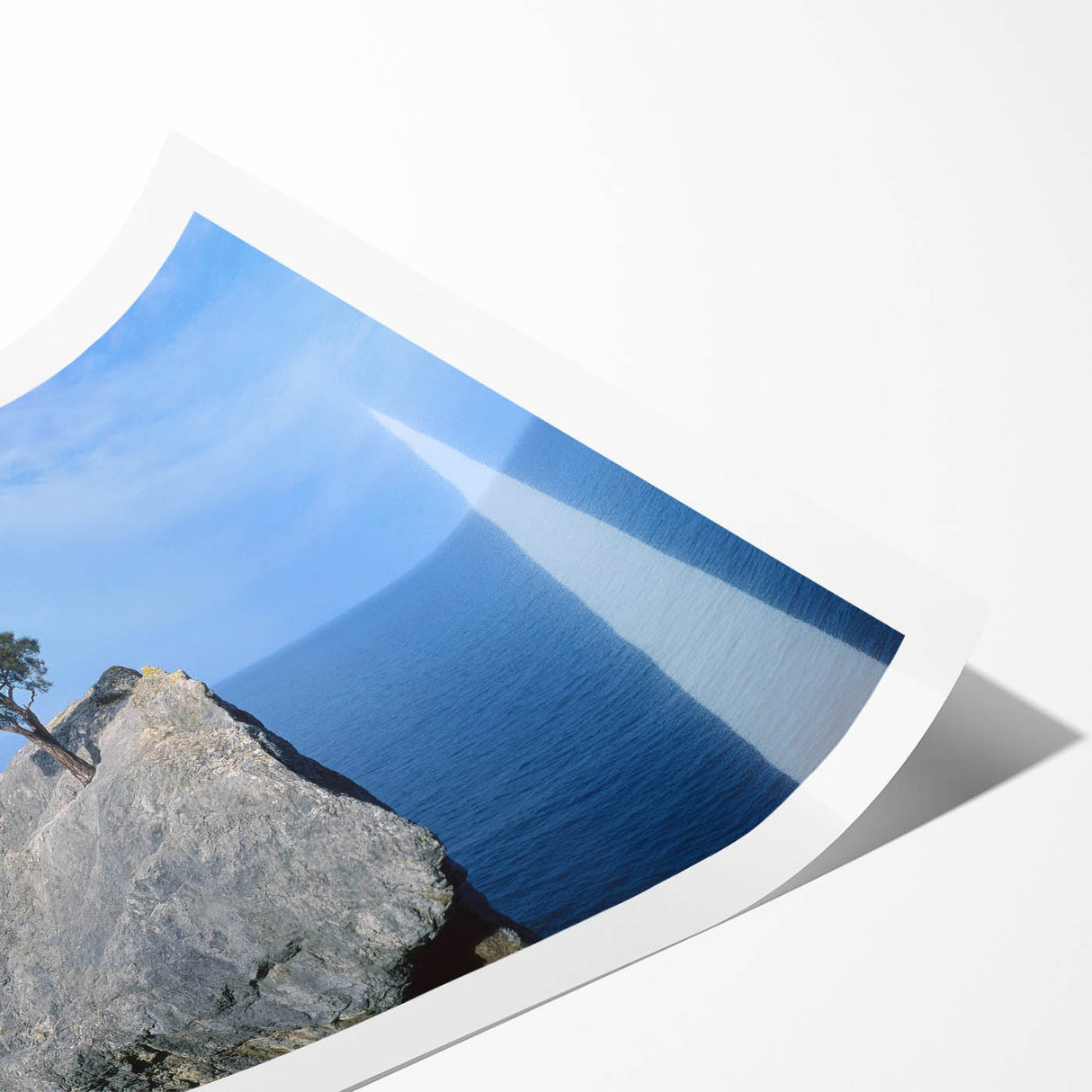 Colorful abstract landscape print featuring textured rocks and vibrant hues, perfect for modern home decor; rolled and ready for framing.