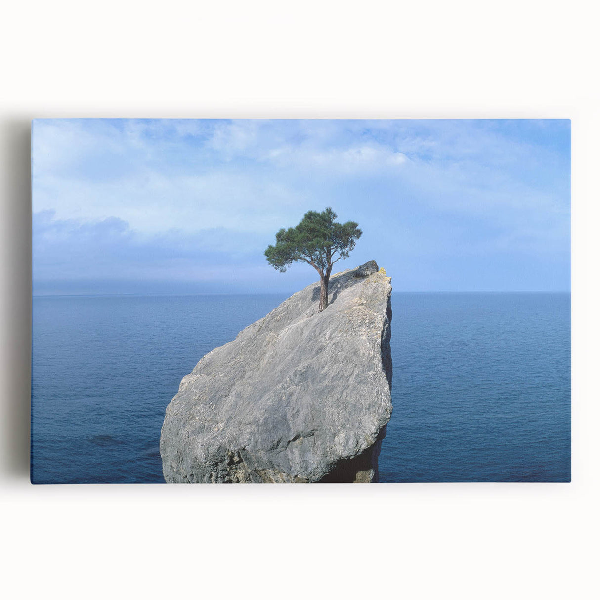 Stretched canvas wall art showcasing a serene landscape with rocks and vibrant colors, perfect for enhancing home decor or office spaces. Ideal for nature enthusiasts.