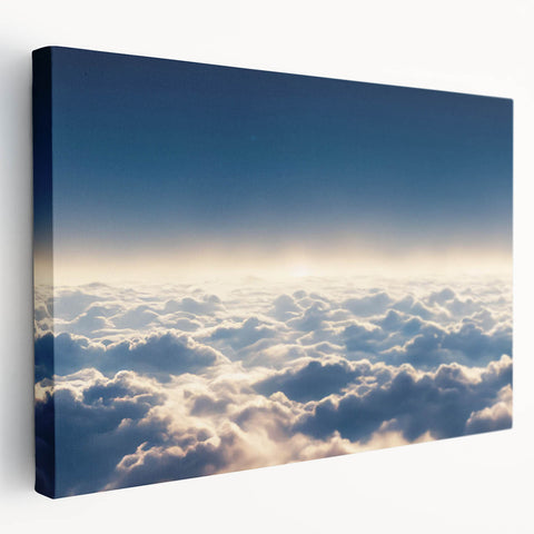 Side view of a stretched canvas showcasing a vibrant landscapes and skyscapes design, ideal for home decor, with rich colors and intricate details for artistic appeal.
