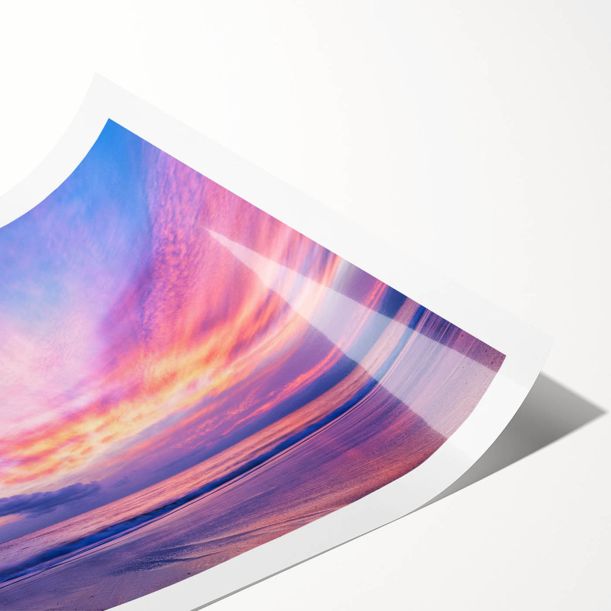 Abstract wall art print showcasing vibrant landscapes and skyscapes, rolled for easy display and delivery, perfect for modern home decor enthusiasts.