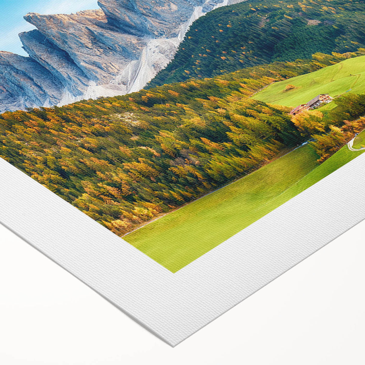 Vibrant rolled canvas artwork depicting a serene valley landscape, featuring lush greenery and rolling hills, ideal for nature-inspired decor.