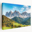 Stretched canvas wall art showcasing a serene valley landscape design with vibrant colors and intricate details, perfect for enhancing home decor.
