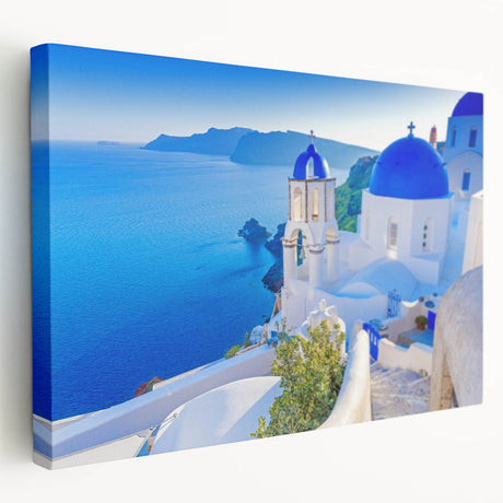 Stretched canvas artwork showcasing a picturesque village landscape, featuring vibrant colors and intricate details, perfect for enhancing home decor.