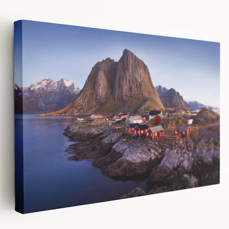 Stretched canvas wall art showcasing a vibrant landscape village design with rich colors and intricate details, ideal for enhancing modern home decor.