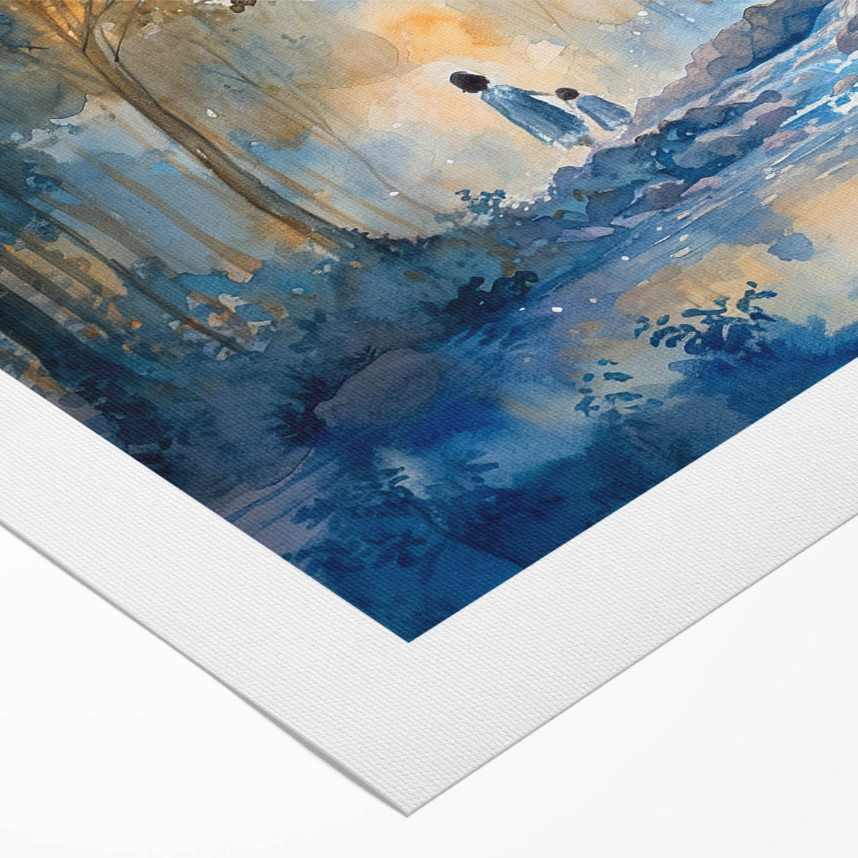 Vibrant rolled canvas artwork depicting a stunning waterfall landscape design, showcasing lush greenery and cascading water, ideal for home decor.