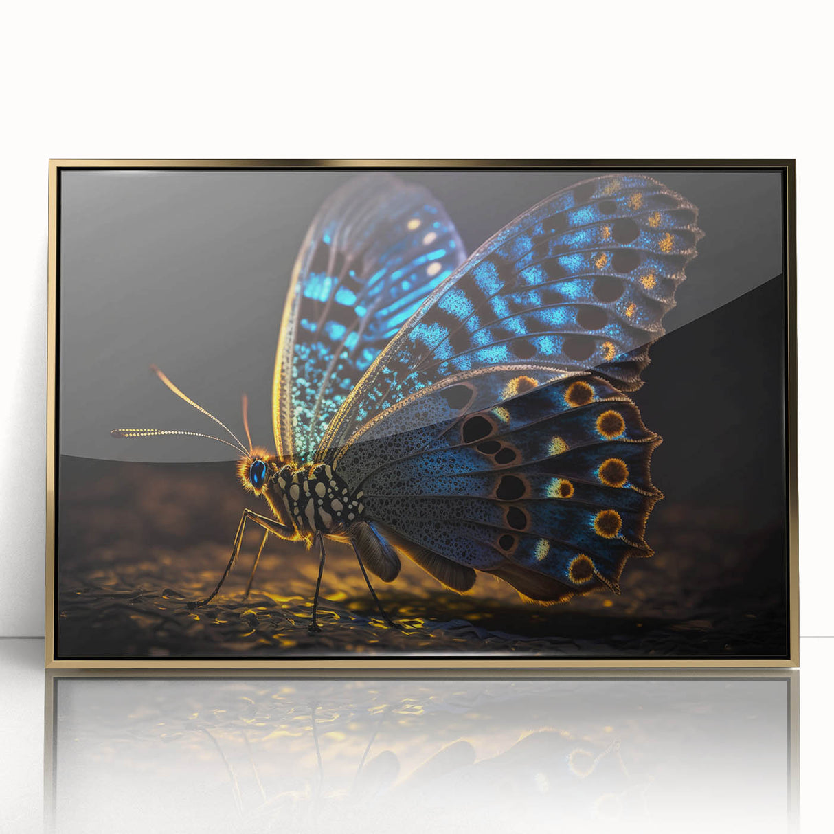 Large art print of birds in flight, rendered in muted earth tones on a framed acrylic, suitable for modern nursery decor.