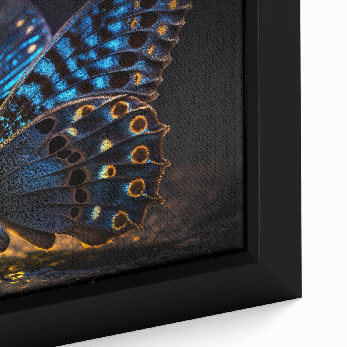 Extra large black wall art featuring a close-up of a colorful bird on textured canvas, ideal for living room decor.