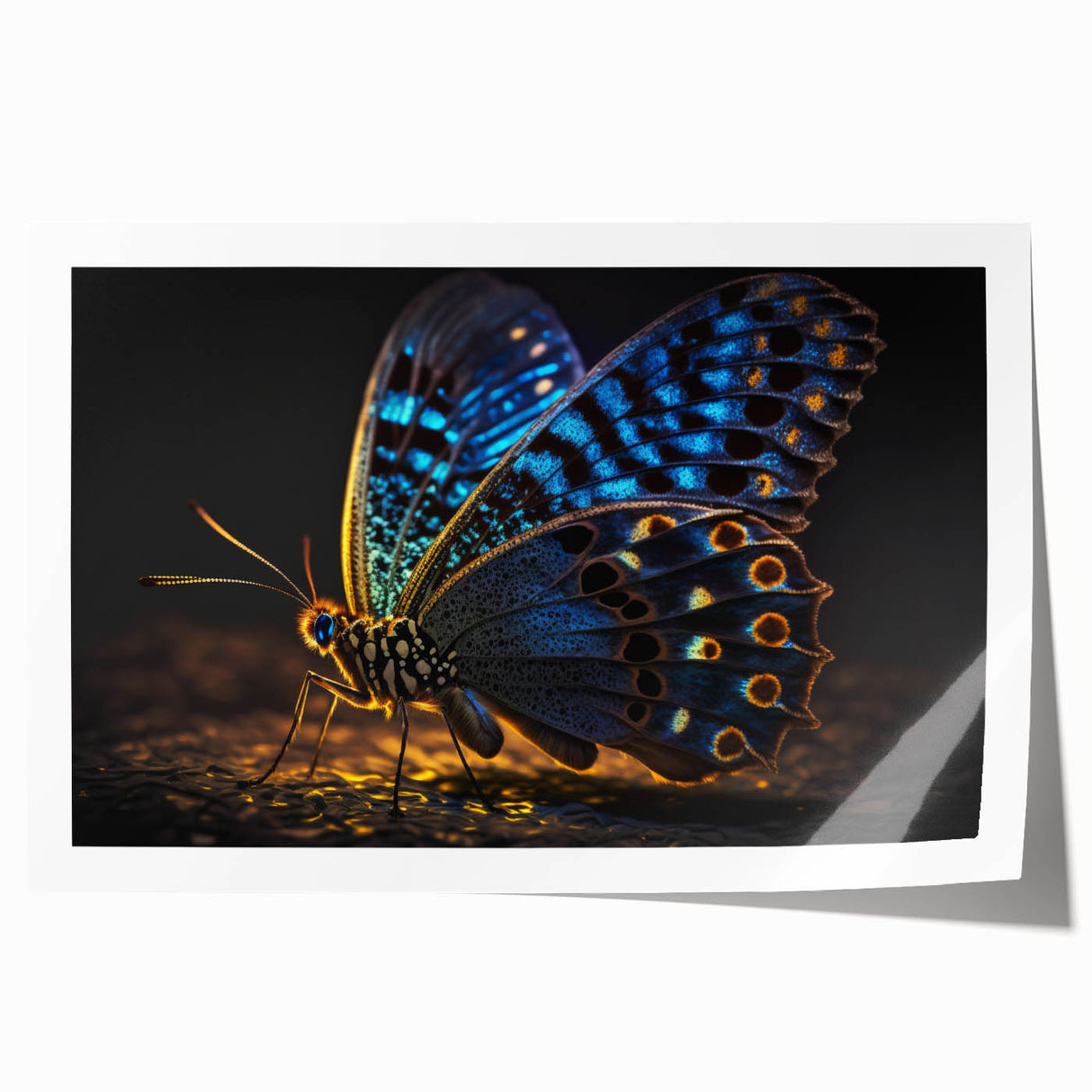 Close-up of a bird amid vibrant floral background on a rolled canvas, ideal for art wall dining room.