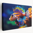 Large art print of a vibrant, detailed close-up of a bird on stretched canvas, ideal for kitchen wall art.