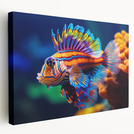Large art print of a vibrant, detailed close-up of a bird on stretched canvas, ideal for kitchen wall art.