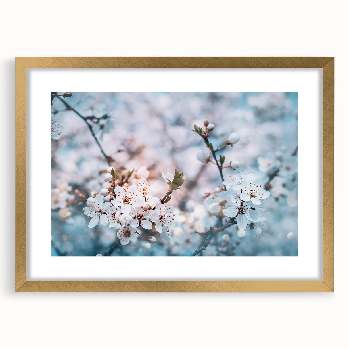 Extra large abstract art print featuring textured floral designs in warm gold tones on a framed canvas.