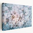 Close-up floral design on stretched canvas featuring vivid pink and green hues, suitable for kitchen wall art.