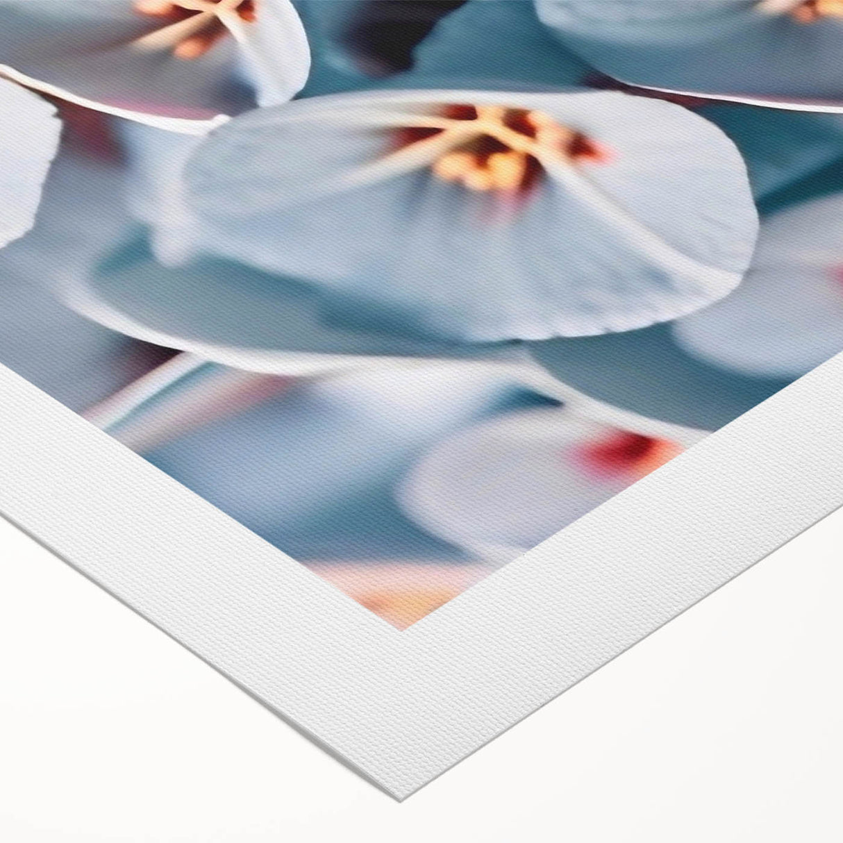 Art deco floral poster in soft pastel shades on rolled canvas, suitable for dining room or bathroom wall art.