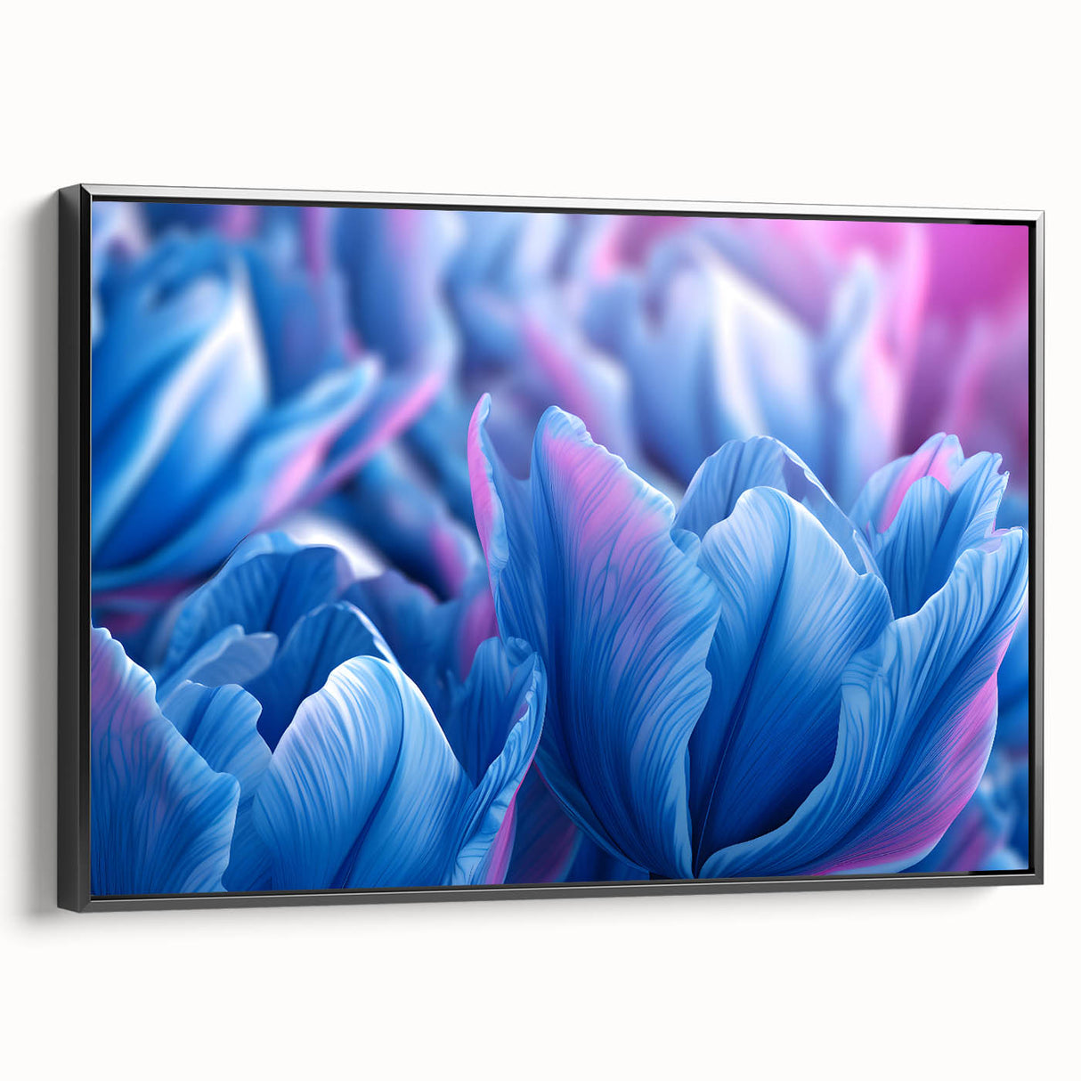 Black and white framed canvas featuring a close-up of a floral design, ideal for bedroom wall decor.