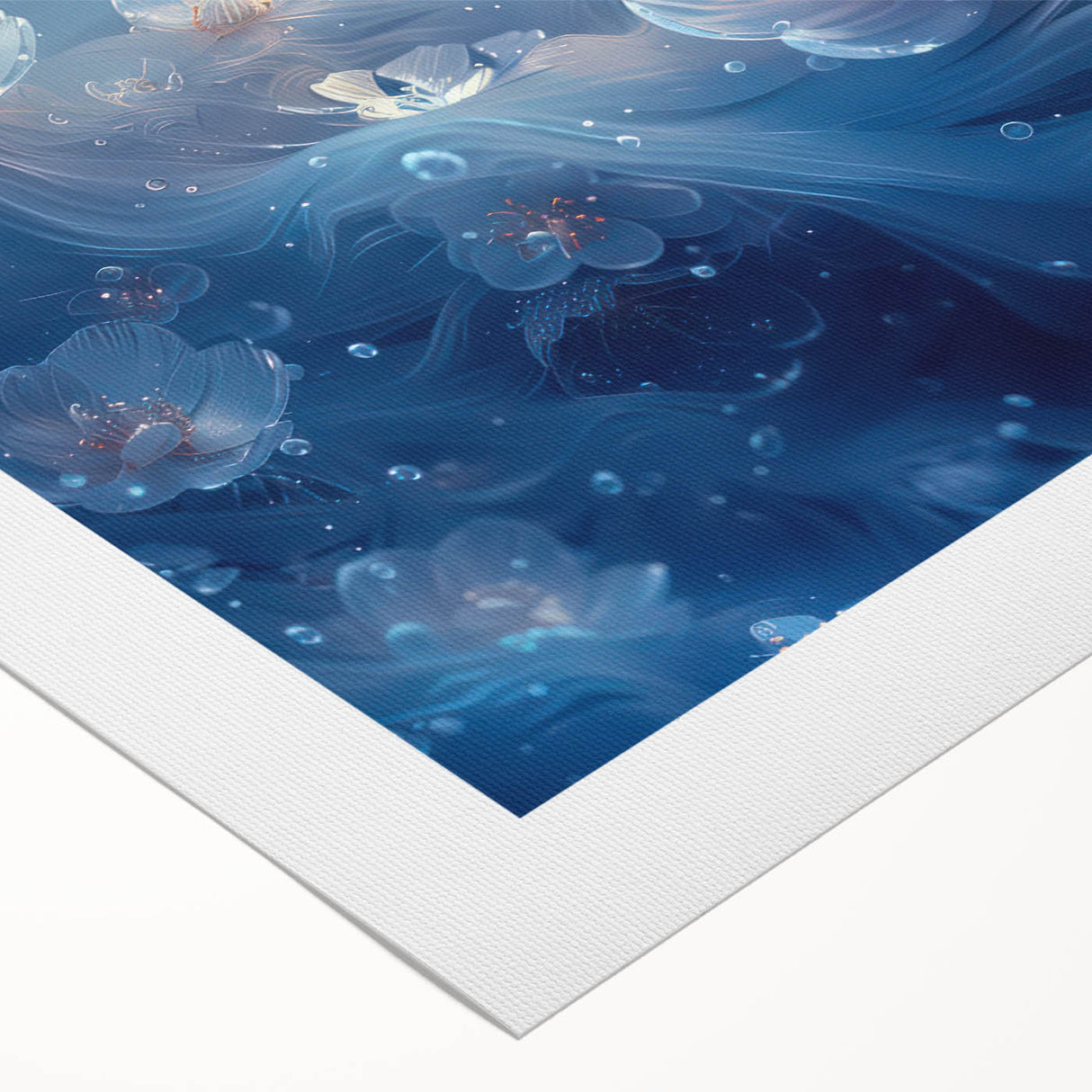 Art deco poster featuring a close-up of frost patterns in muted gray tones on rolled canvas, ideal for dining room wall art.