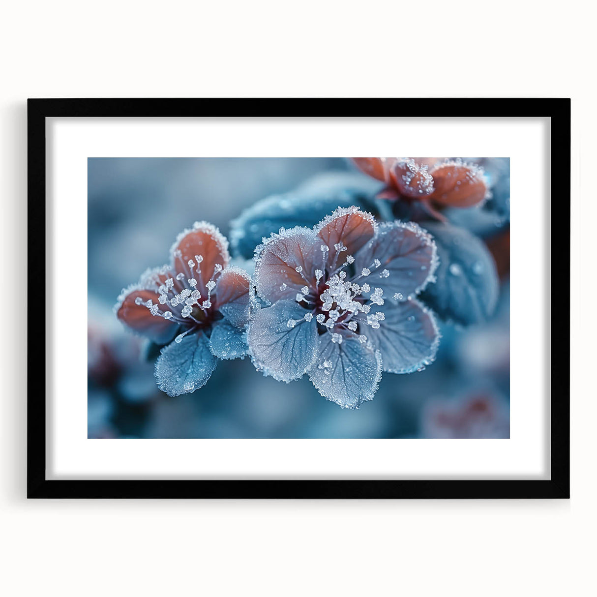 Abstract art print featuring textured, colorful frost designs on an extra large canvas, ideal for living room decor.