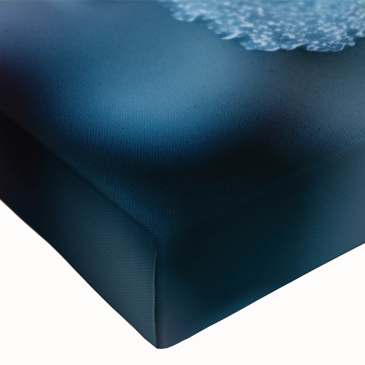 Large art of a close-up frost pattern in black and white on a stretched canvas, suitable for bedroom wall decor.