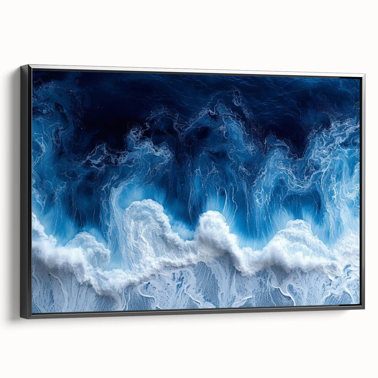Black and white framed canvas featuring a close-up water landscape, ideal for bedroom wall decor.