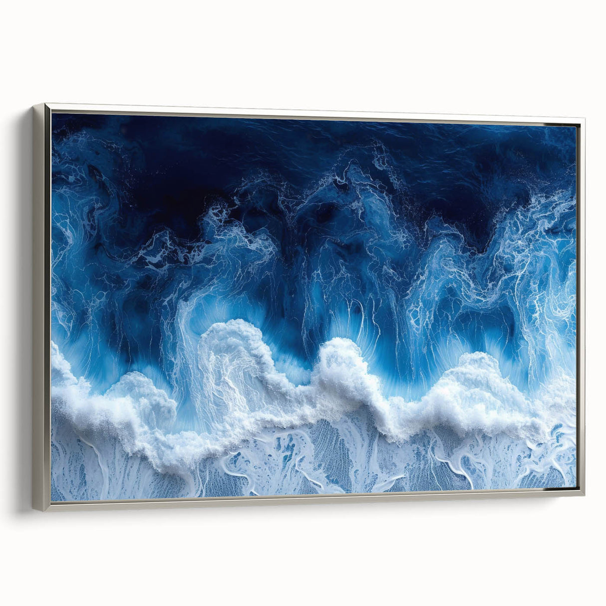 Framed canvas featuring a close-up landscape art painting with vibrant, colorful water design.