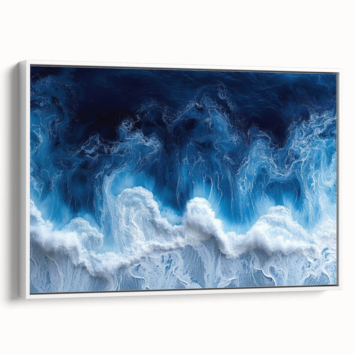 Framed canvas of vintage poster art featuring a close-up water design in vibrant colors, ideal for living room decor.