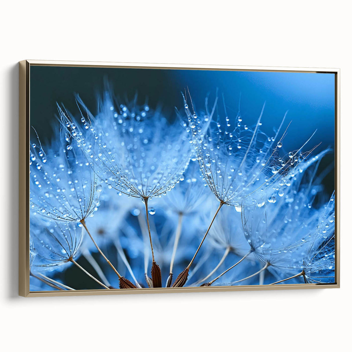 Framed canvas featuring a close-up water design in black and gold, ideal for bedroom wall art.